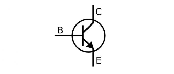 símbolo gráfico del transistor en el circuito