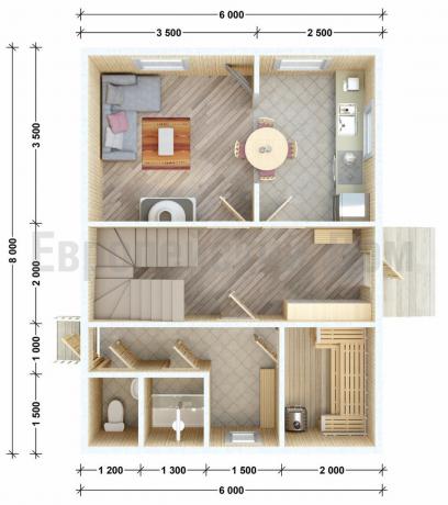 En la primera planta con otra disposición de los muebles. Fuente de la foto: dom-bt.com