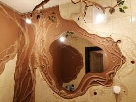 Al mirar las paredes aburridas en el baño que quería hacer que sea más animado: renovación del baño de estilo Eco