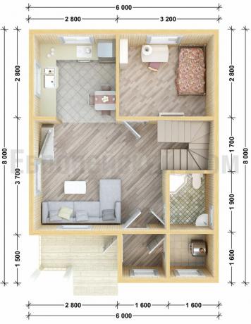 Otro colocación de los muebles en la planta baja. Fuente de la foto: dom-bt.com