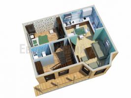 Casa de 7x8 con cuatro dormitorios y un ventanal puede unir a su familia