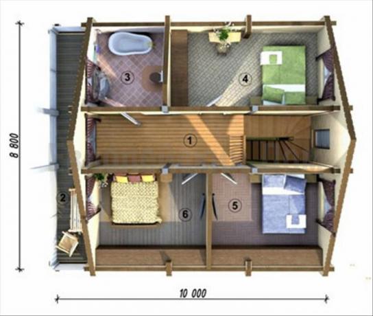 Disposición de la segunda planta con muebles. Fuente de la foto: dom-bt.com