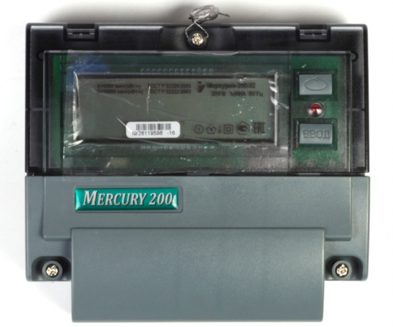 Apariencia Mercurio contador 200 con la tarjeta electrónica